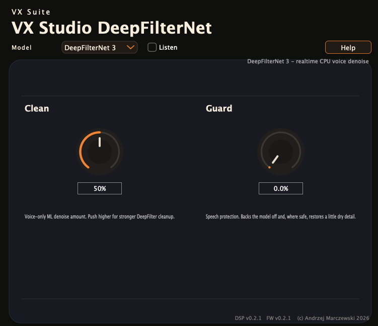 VX Studio DeepFilterNet interface