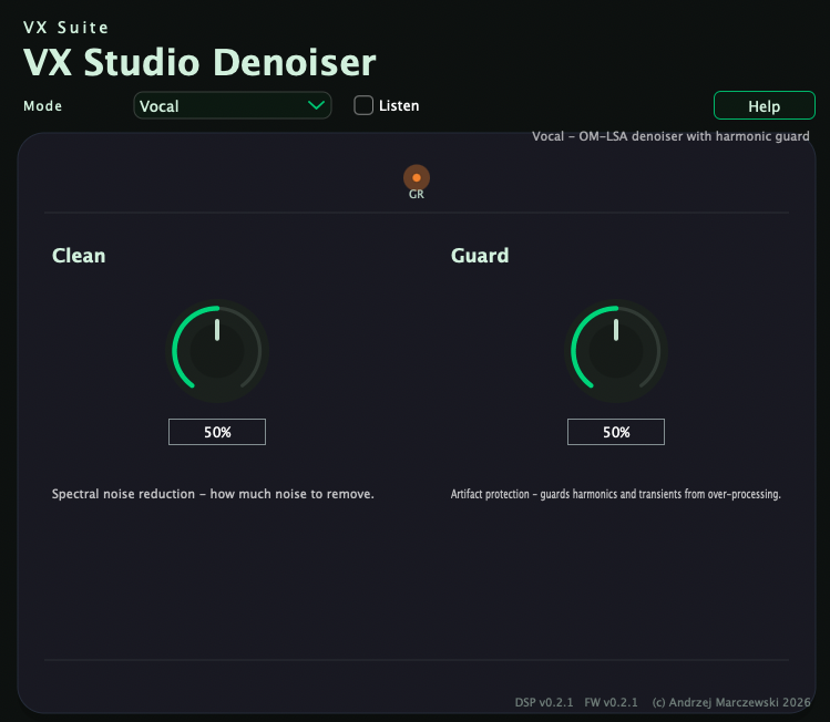 VX Studio Denoiser interface