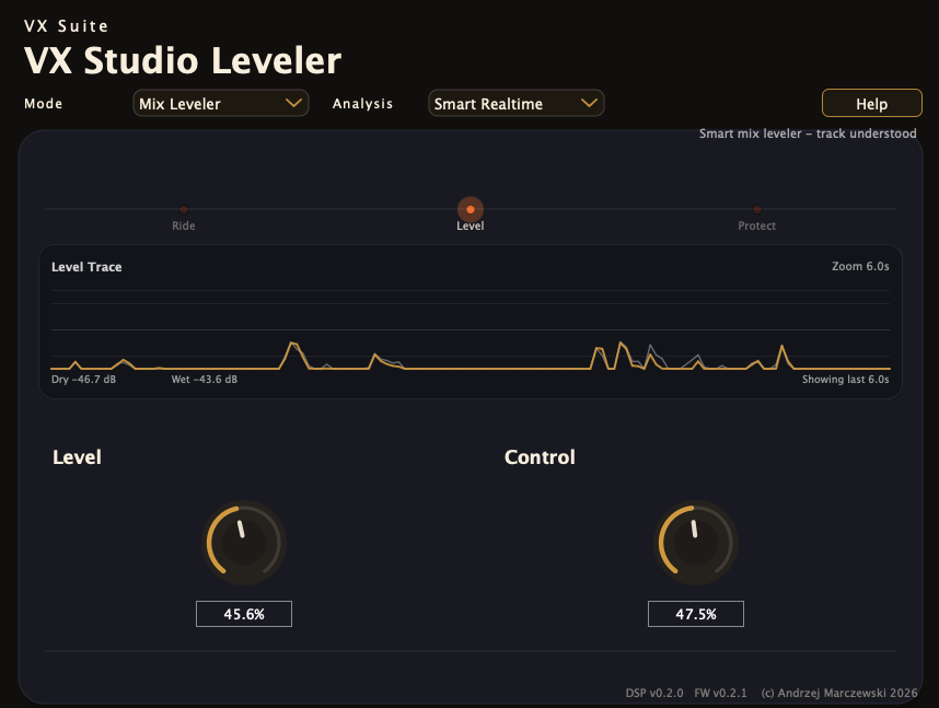 VX Studio Leveler interface