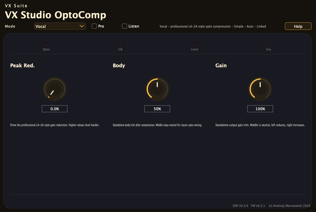 VX Studio OptoComp interface