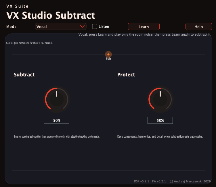VX Studio Subtract interface