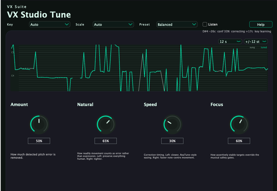 VX Studio Tune interface