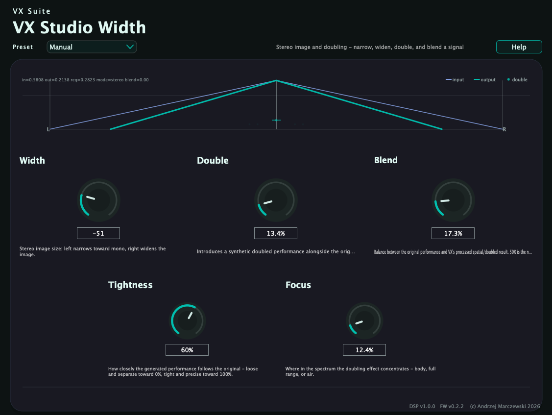VX Studio Width interface